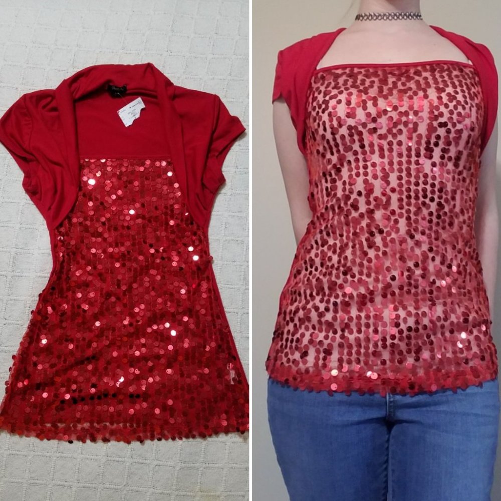 Rhapsody Red Sequins dress shirt